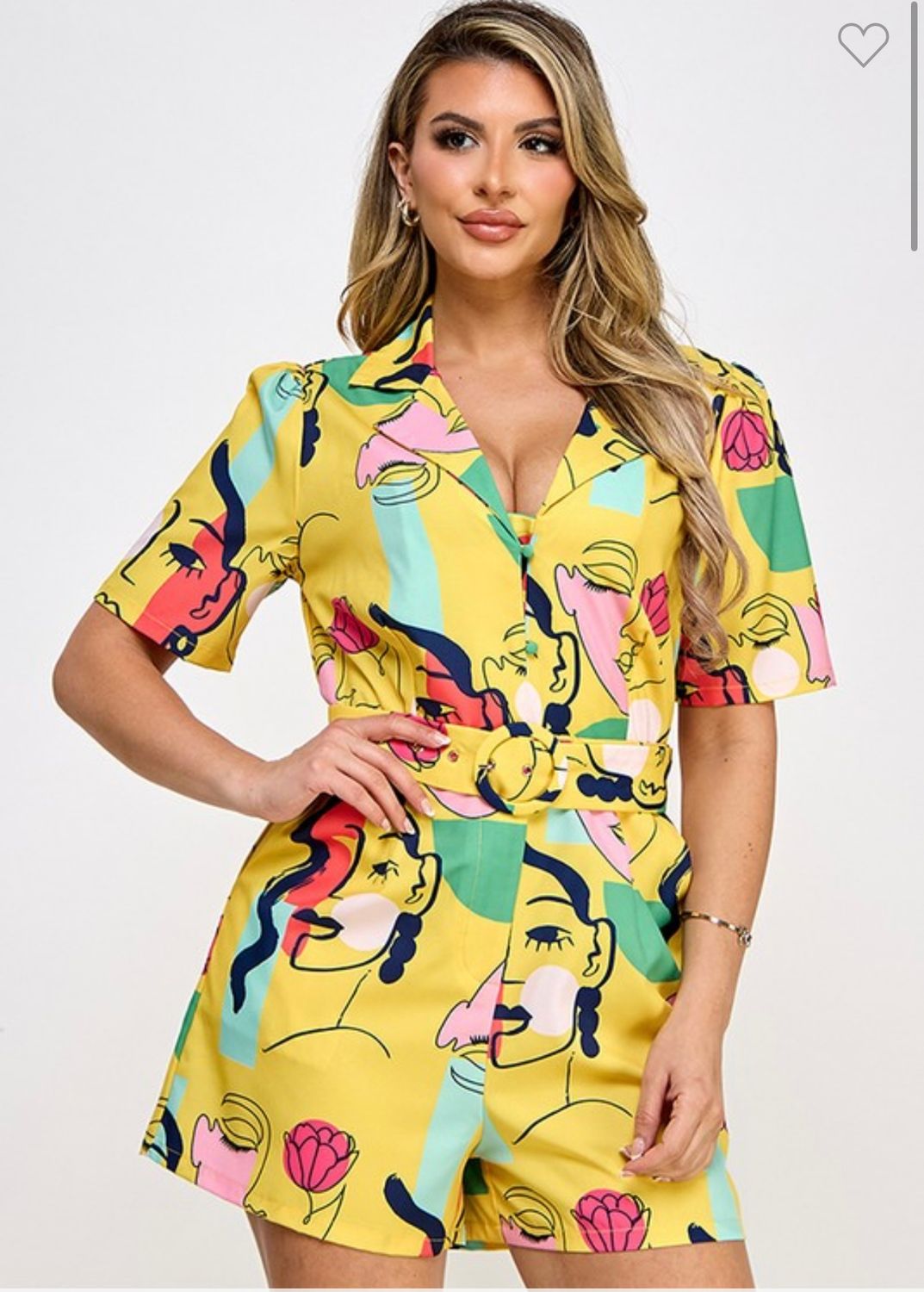 Milk &amp; Honey Romper w/Belt, Color: Yellow, Size: S