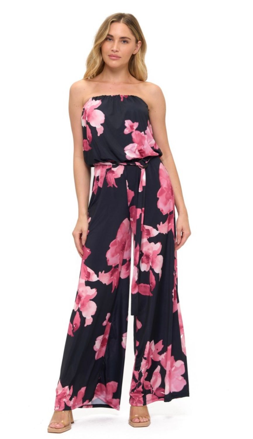 Ariella Printed Tube Jumpsuit, Color: Red, Size: S