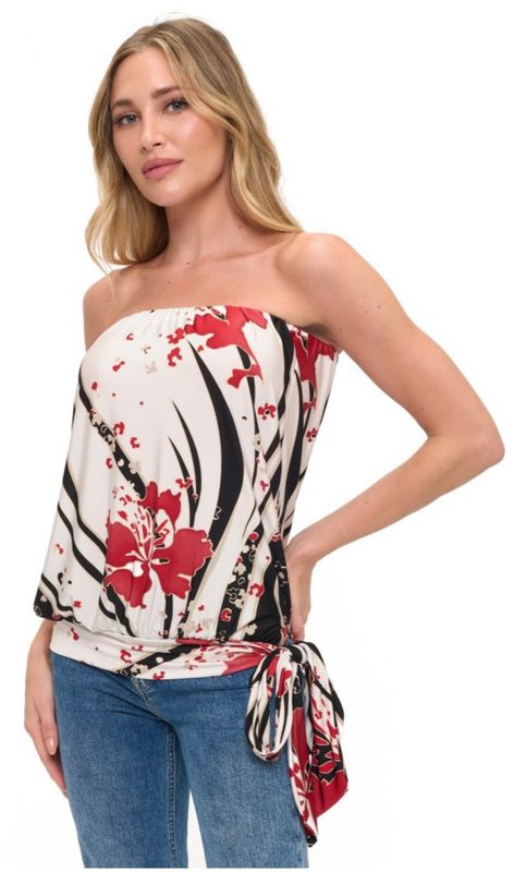 Ariella  Printed Tube Top W/Tie