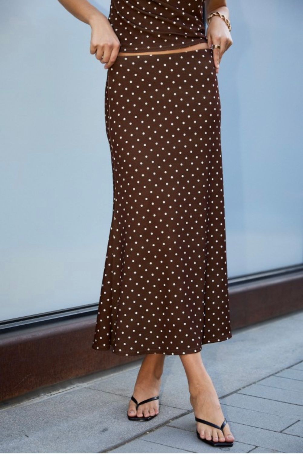 Gilli High Waist Pullon Midi Skirt, Color: Brown, Size: S