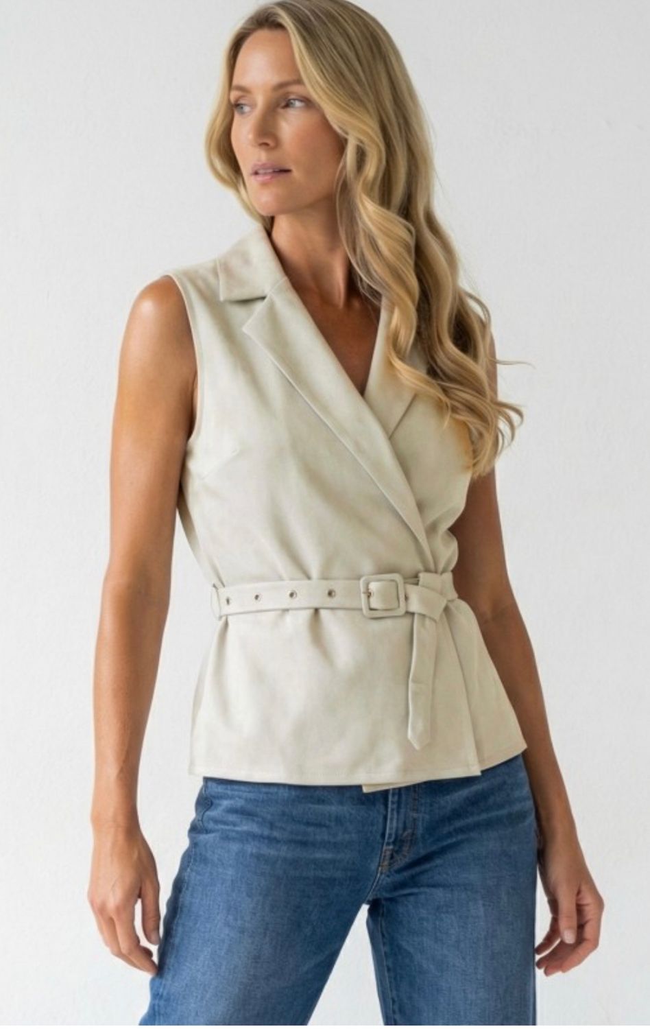 Naked Zebra Sleeveless Wrap Top, Color: Sage, Size: S