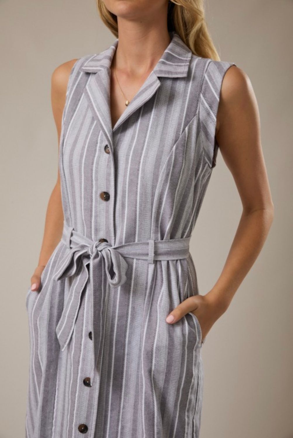 Gilli V Neck Midi Dress, Color: Gray, Size: S