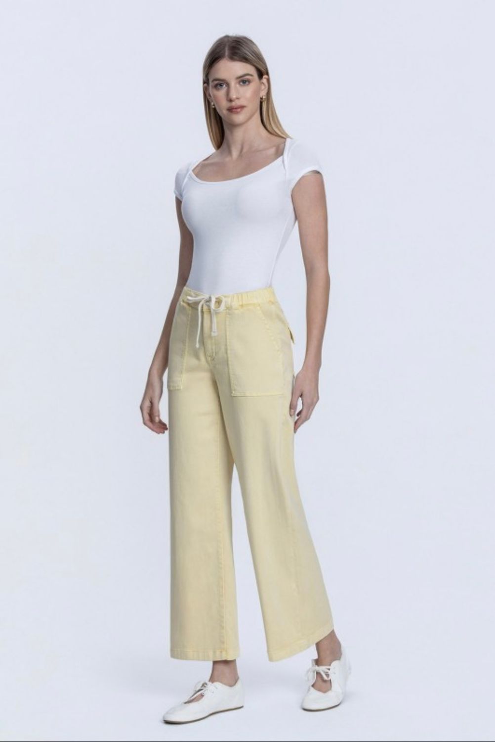 Lovervet High Rise Baggy Wide, Color: ECRU, Size: 24