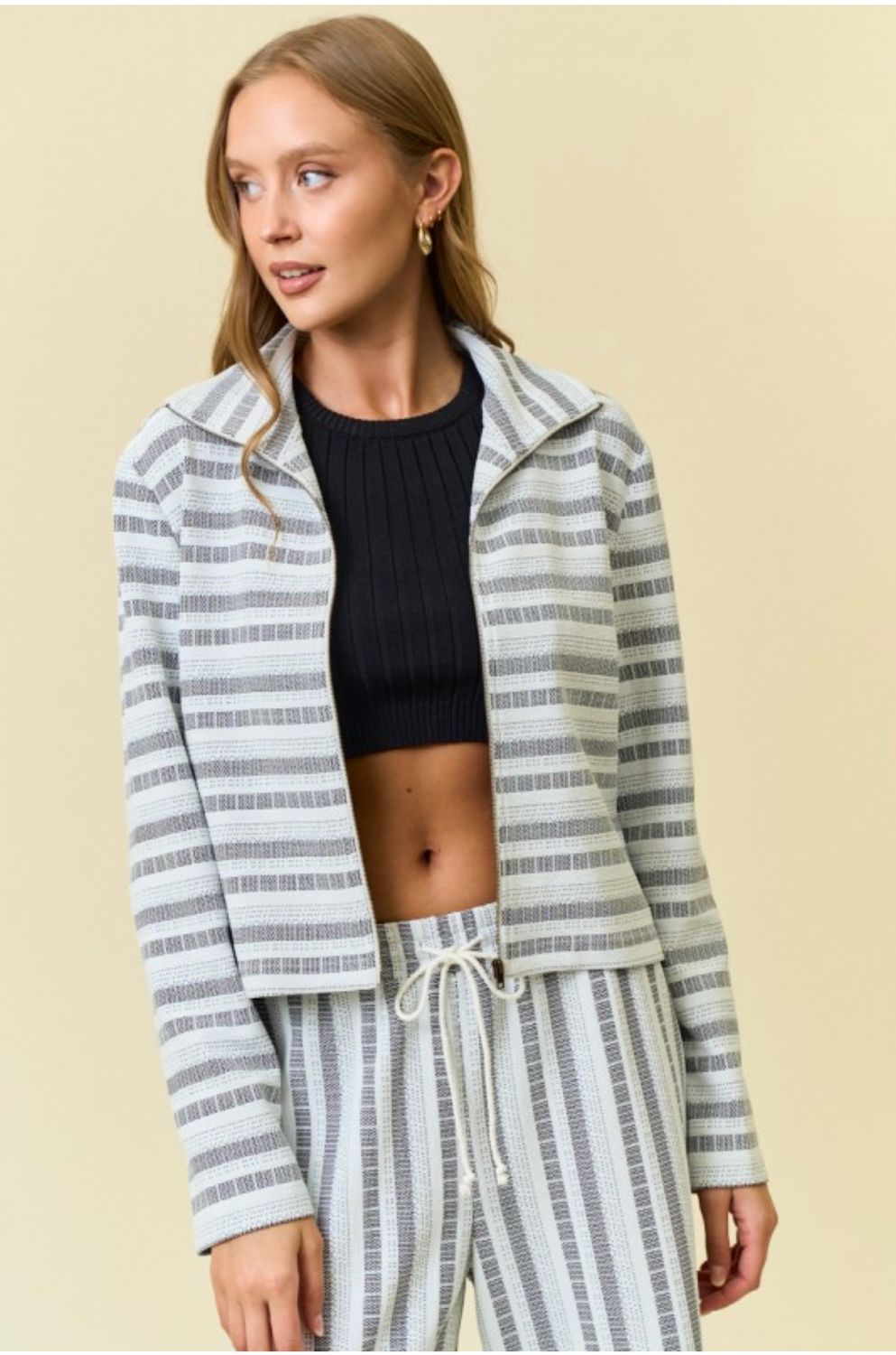 Doe &amp; Rae Striped Knit Pants, Color: Ivory/Black, Size: S