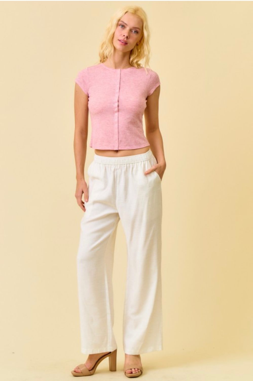 Doe &amp; Rae Linen Blend Pants, Color: Natural, Size: S