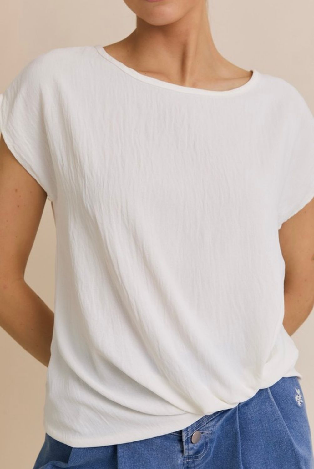 Doe &amp; Rae Sheered Knit Cap Top, Color: Off White, Size: S