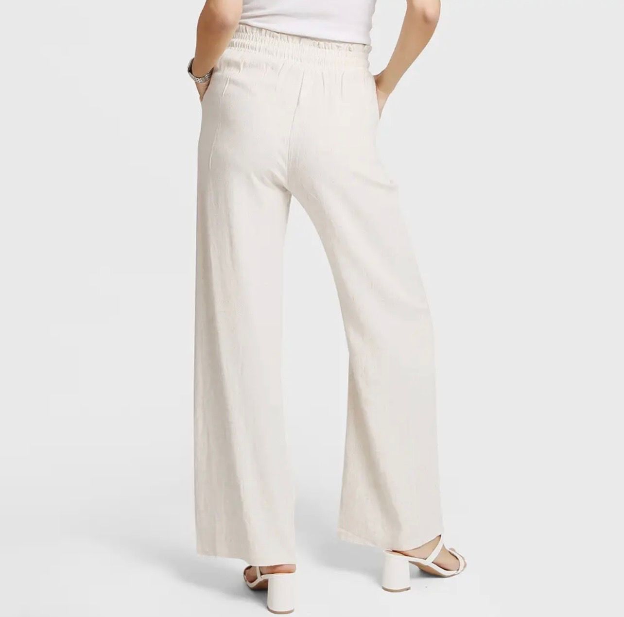 ComfyLuxe Linen Pants, Color: Beige, Size: S/M