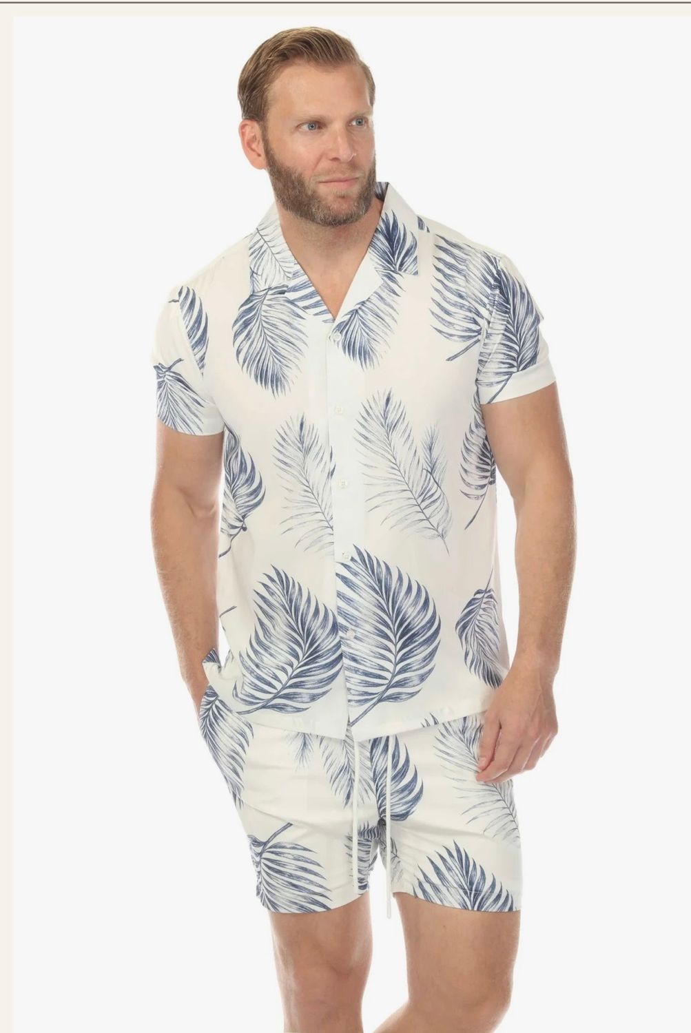 Mojito  Mens Button Down &amp; Swim Shorts, Color: White, Size: S