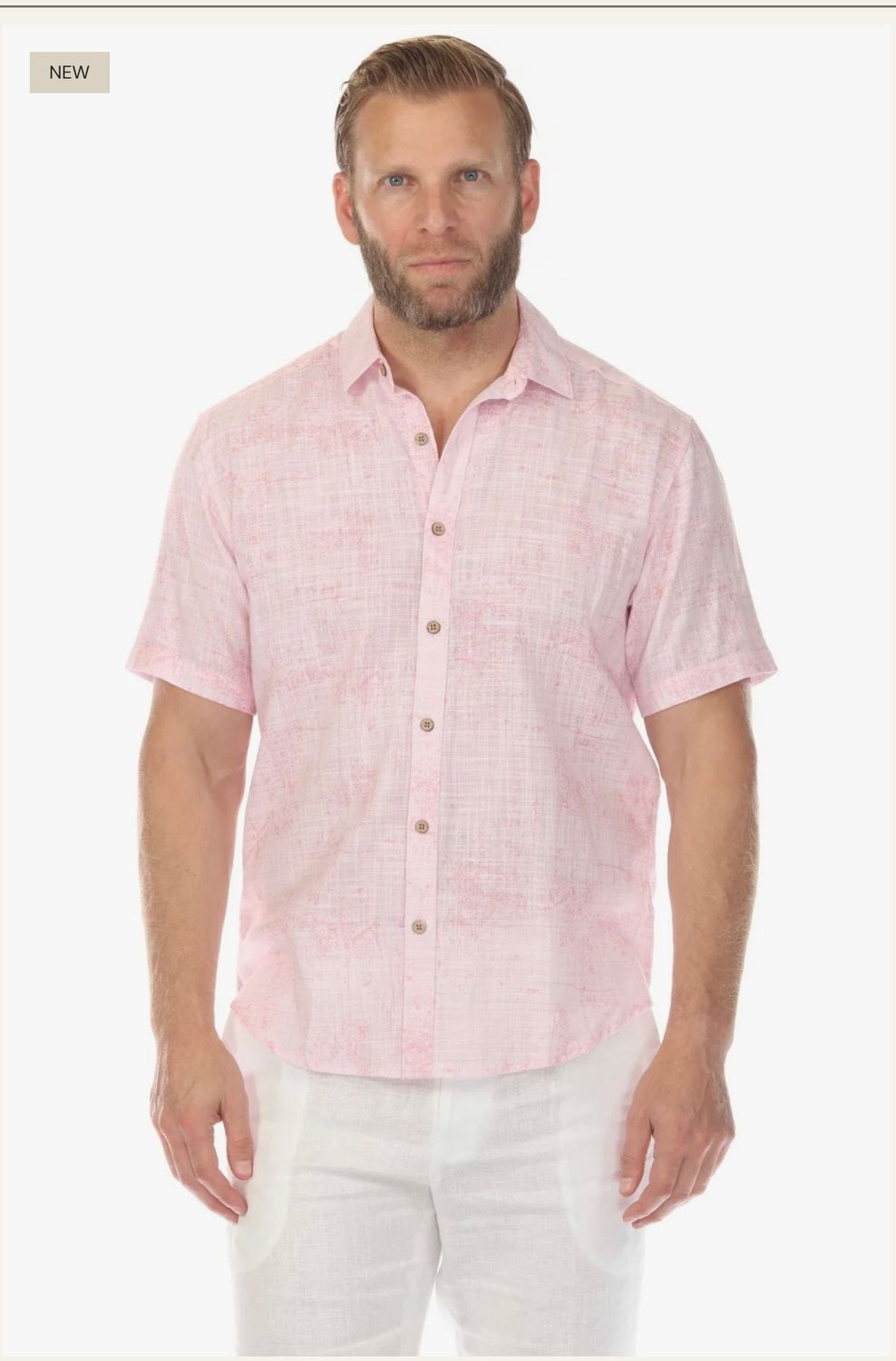 Mojito Mens Solid Button Down, Color: Pink, Size: S