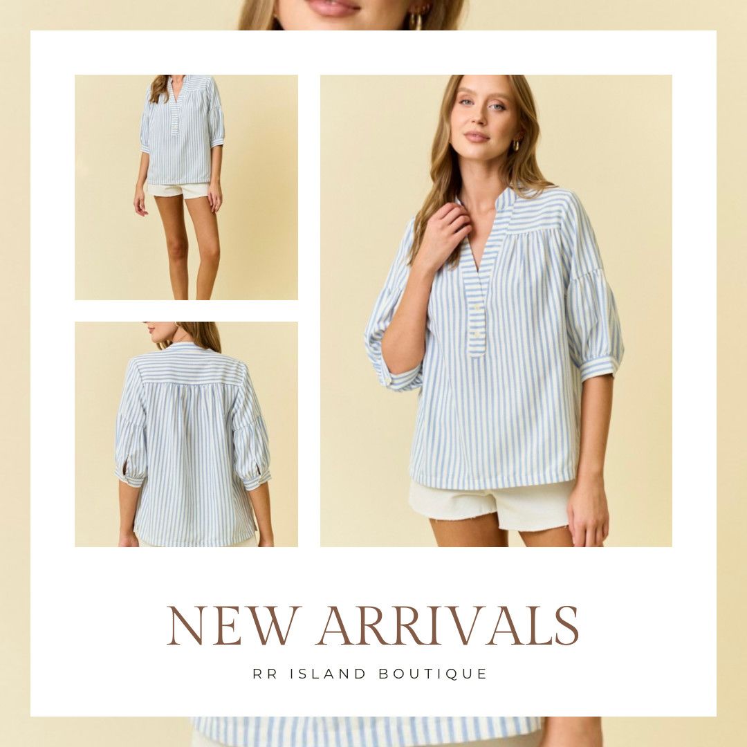 Doe &amp; Rae Striped Top, Color: Lt Blue, Size: S