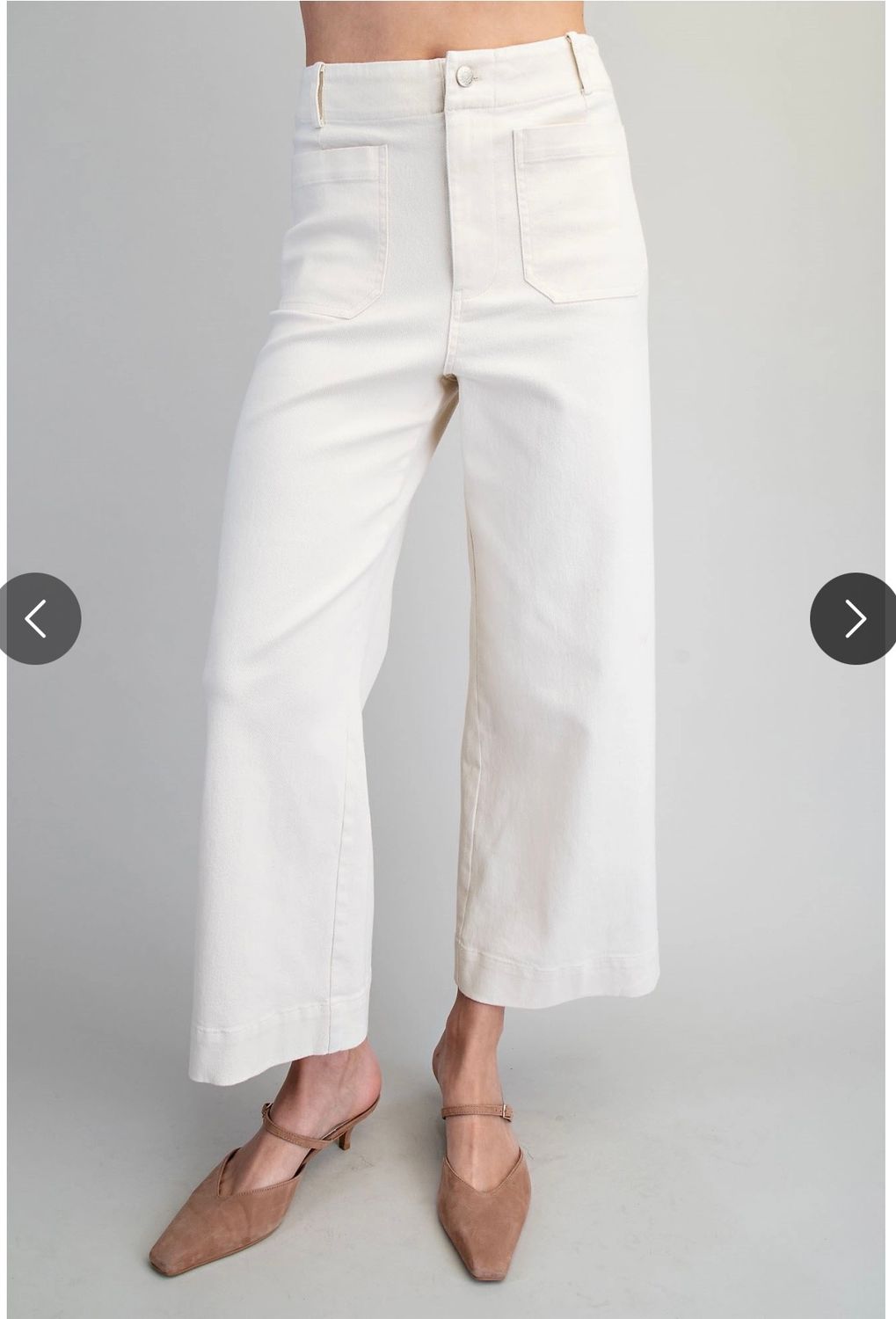 EESome Wide Leg Pants, Color: Off White, Size: S