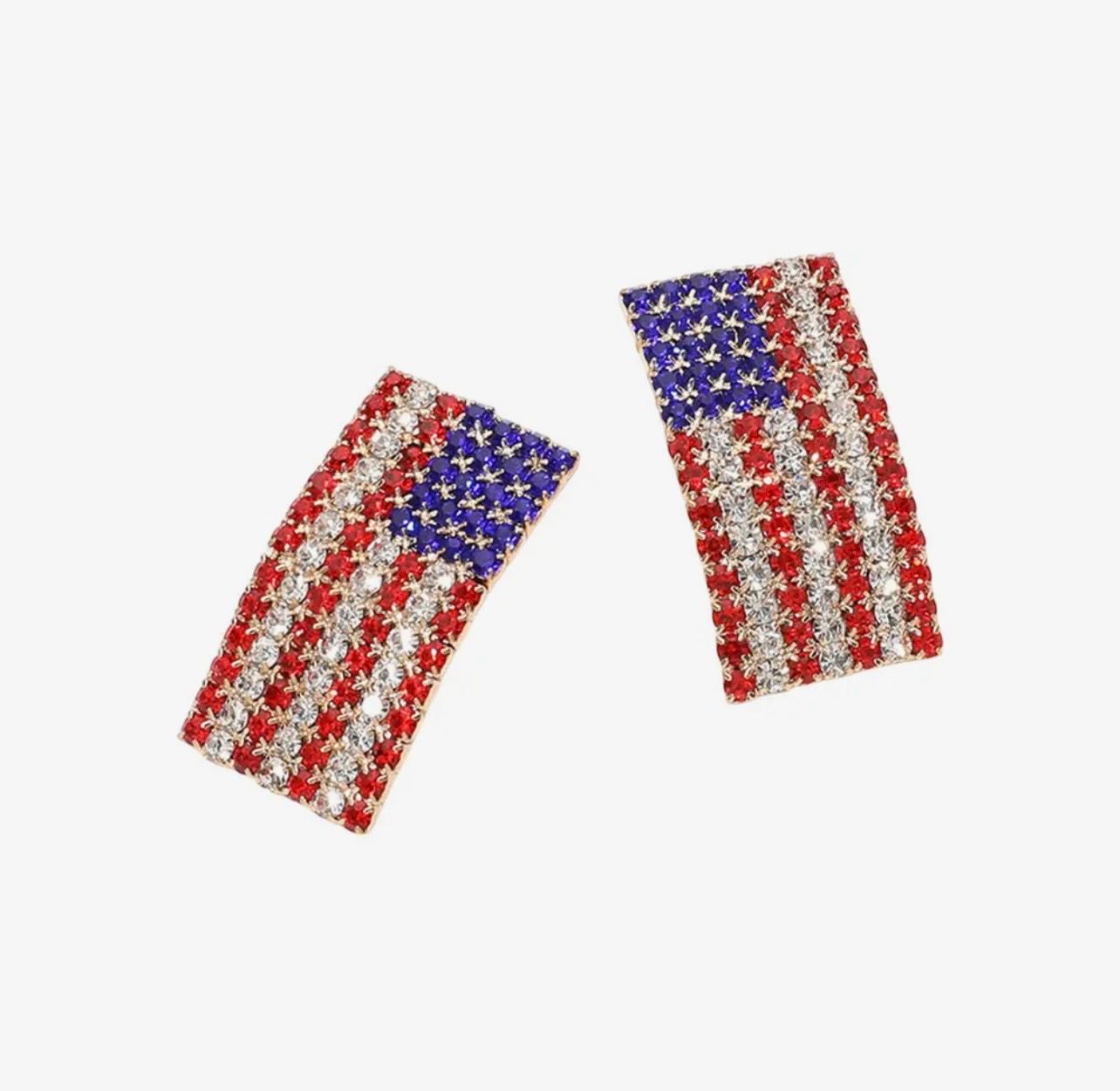 American Flag Earrings, Color: Red