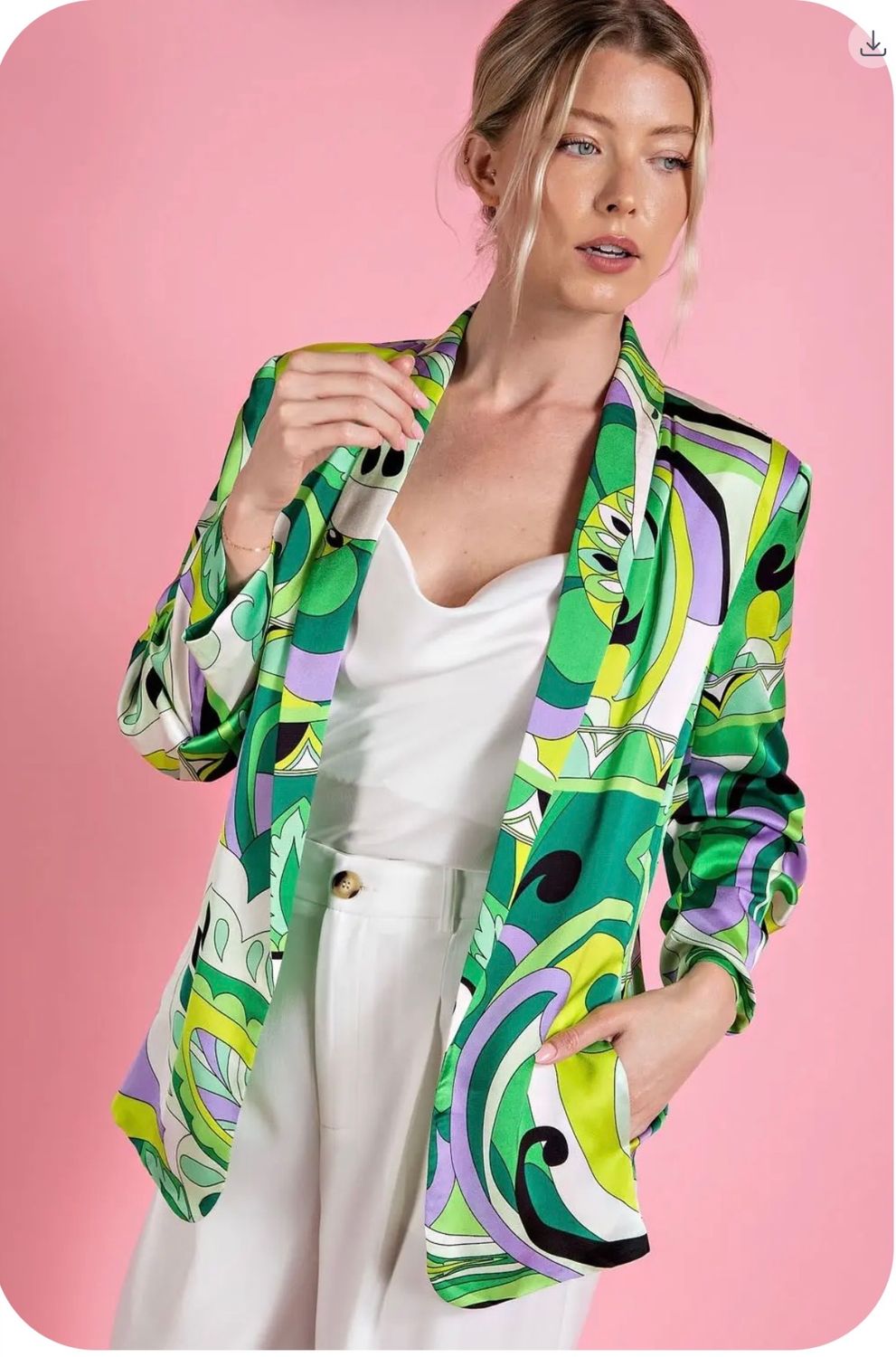 EESome Satin Blazer, Color: Kelly Green, Size: S