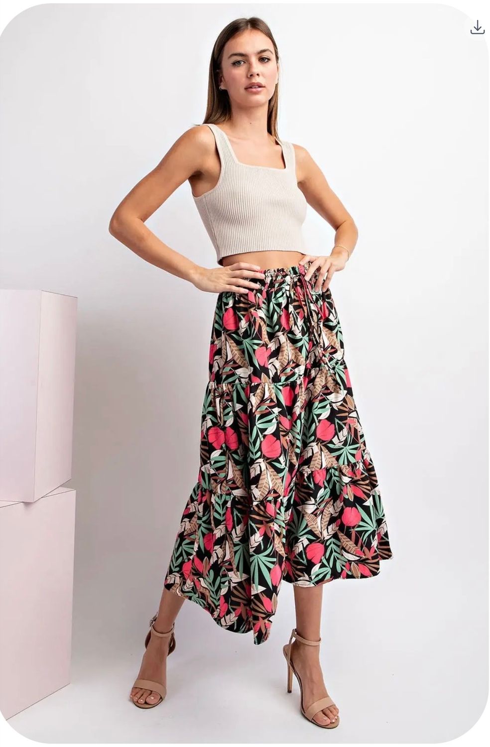 EESome Printed Midi Skirt, Color: Black, Size: S
