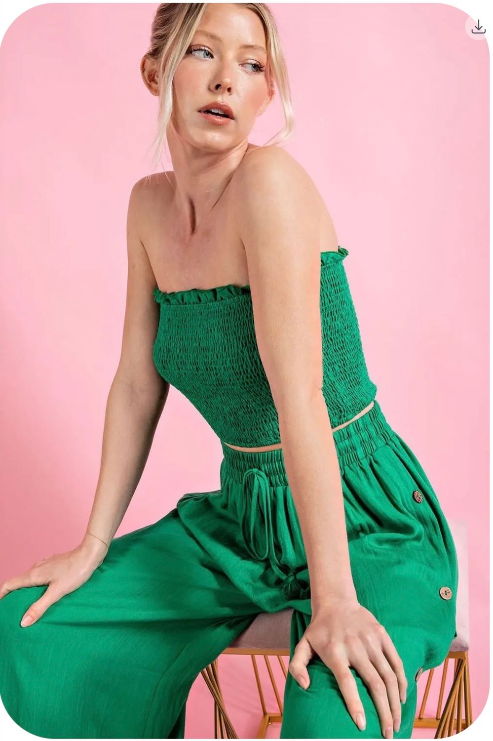 EESome Smocked Tube Top, Color: Green, Size: S