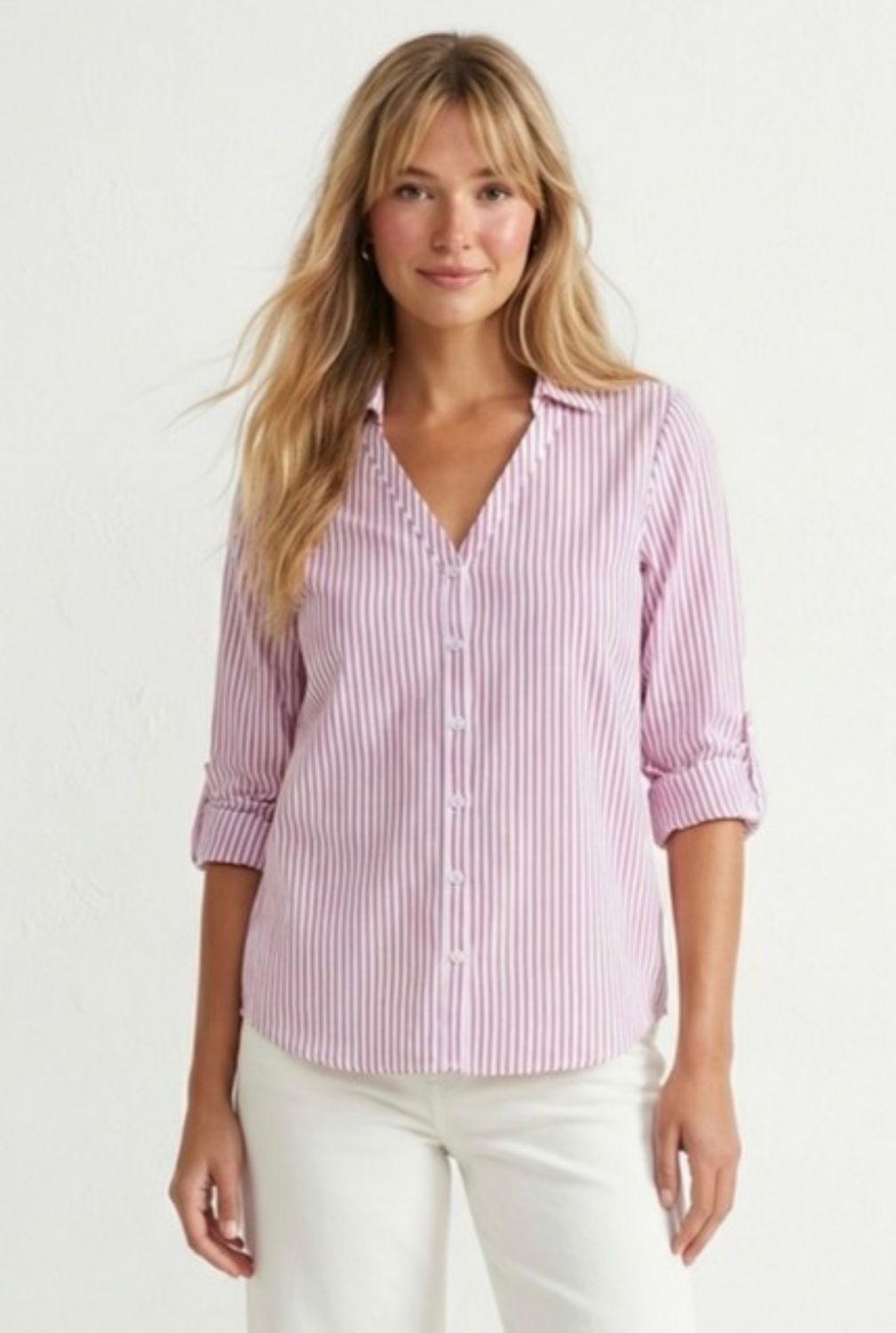Naked Zebra Striped Collar Shirt, Color: Rosy, Size: S