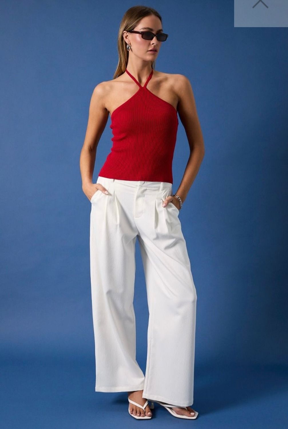 Gilli Halter Ribbed Top, Color: Red, Size: S