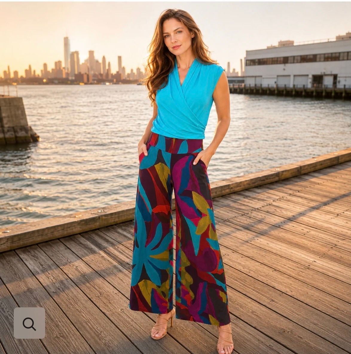 Clara Sun Woo Abstract Palazzo Pant, Color: Multi, Size: XS