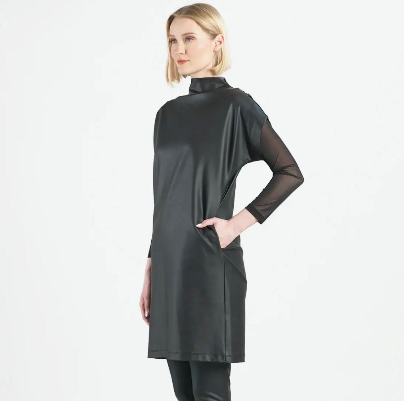 Clara Sun Woo Liquid Leather Dress, Color: BLack, Size: M