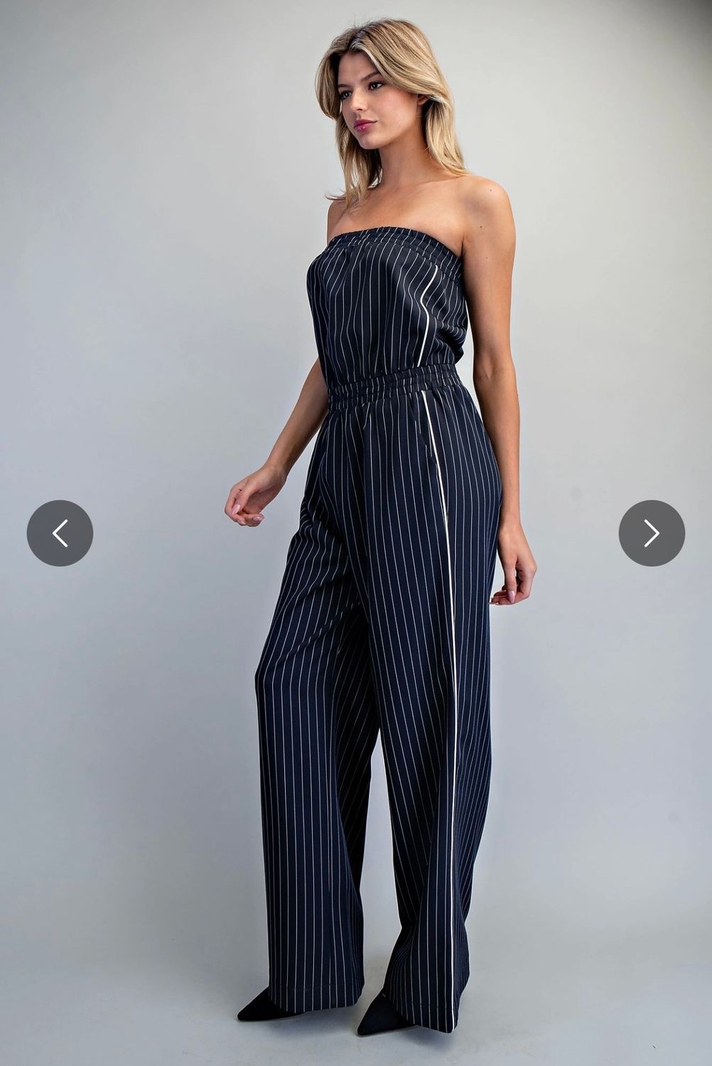 EESome Pinstriped Jumpsuit, Color: Navy, Size: S