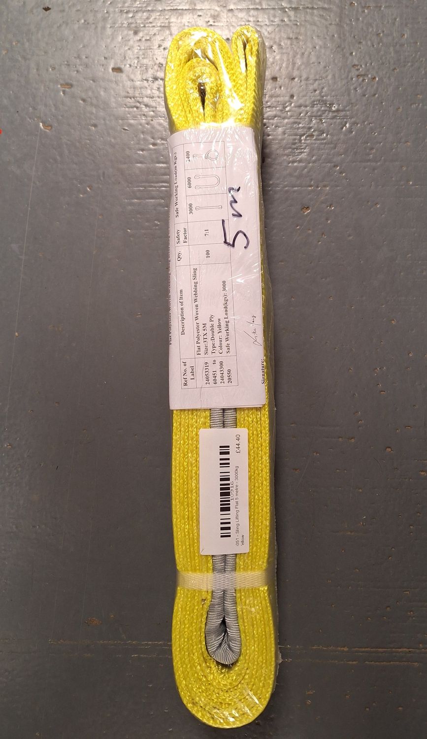 5051 - Sling Lifting Flat 5 metre - 3000kg Yellow
