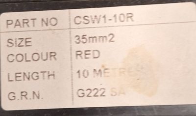 CSW1-10R  35MM2 RED CABLE = PER METRE