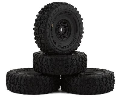 JConcepts 1.0" Landmines Pre-Mounted Tires w/Hazard Wheel (Black) (4) (Gold)