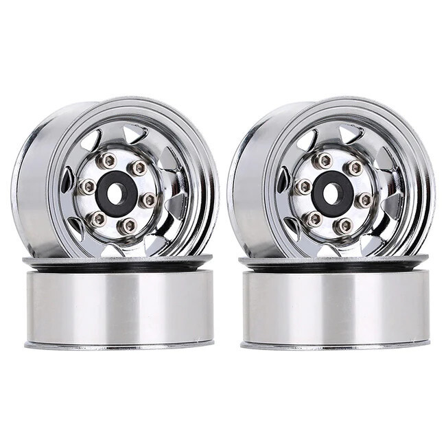 INJORA 4PCS 1.55" Metal Beadlock Wheel Rims for UTB18 (Silver)