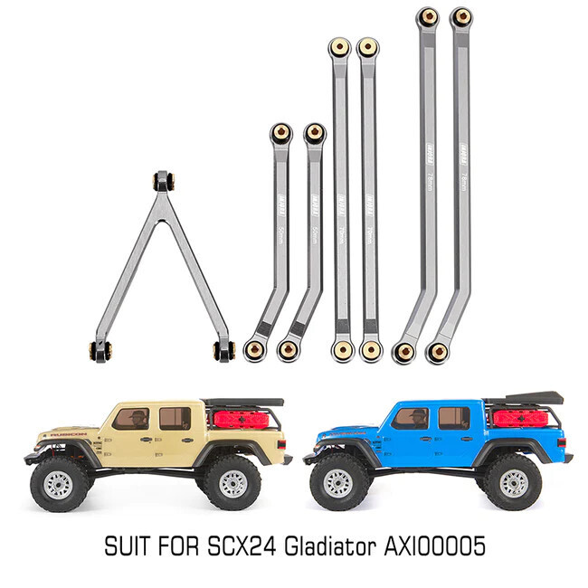 INJORA High Clearance Aluminum Chassis Link Set SCX24 Jeep Gladiator (Grey)