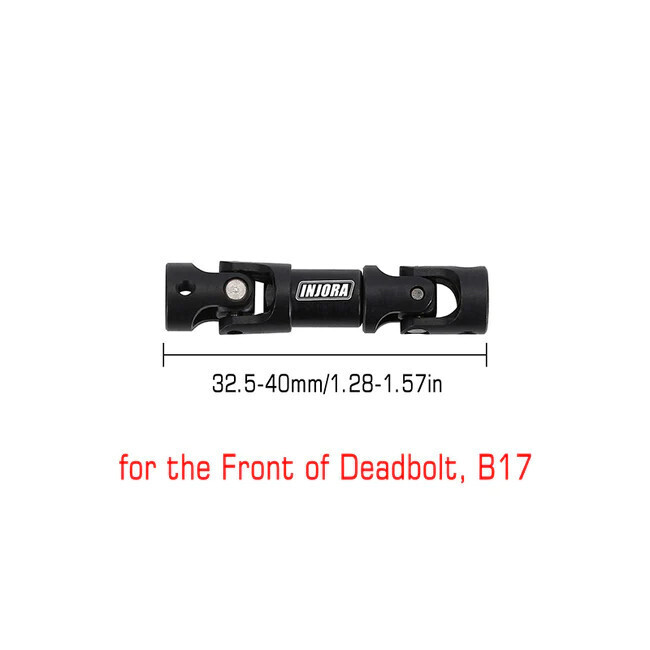 INJORA 1PCS Steel Center Drive Shaft for SCX24 Mods - 1PCS 32.5-40mm (Deadbolt Front)