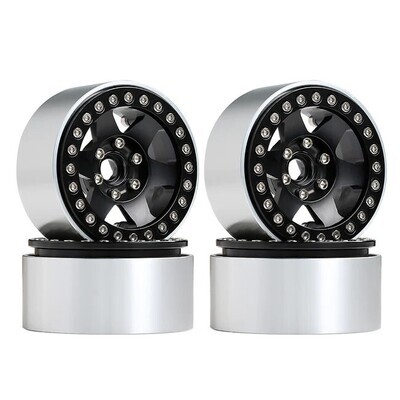 INJORA 4PCS 1.9" 6-spoke Beadlock Wheels (Black)