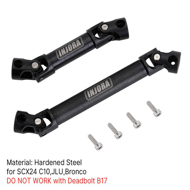 INJORA Steel Front Rear Center Drive Shafts SCX24 C10, Wrangler, Bronco