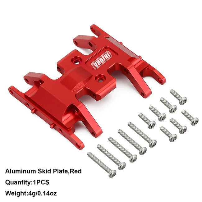 INJORA Aluminum Gearbox Mount, Transmission Skid Plate for Axial SCX24 (Red)