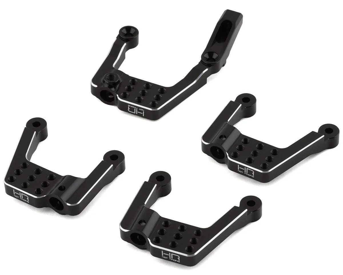 Hot Racing Enduro Aluminum Front & Rear Adjustable Shock Towers (Black)