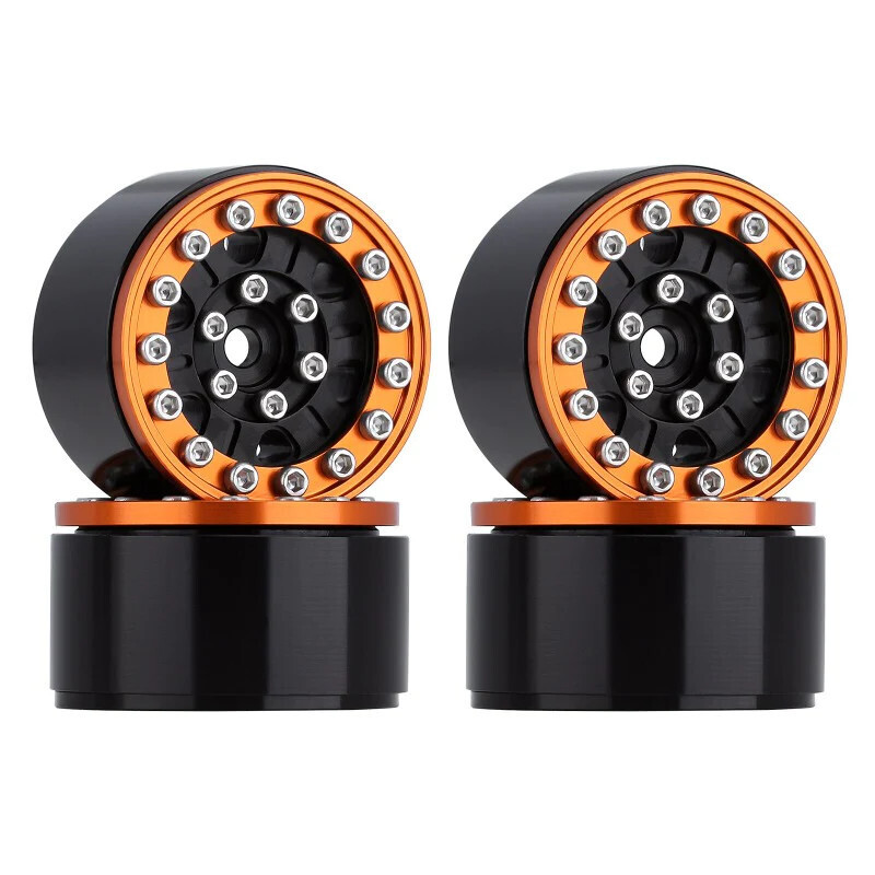 INJORA 1.0" 6-Spokes CNC Aluminum Beadlock Wheels (Orange)