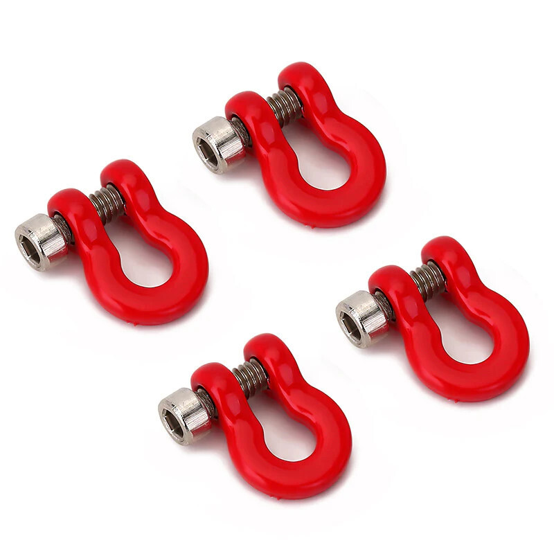 INJORA 4PCS Metal D-Ring Shackles For SCX24 Bumpers Red