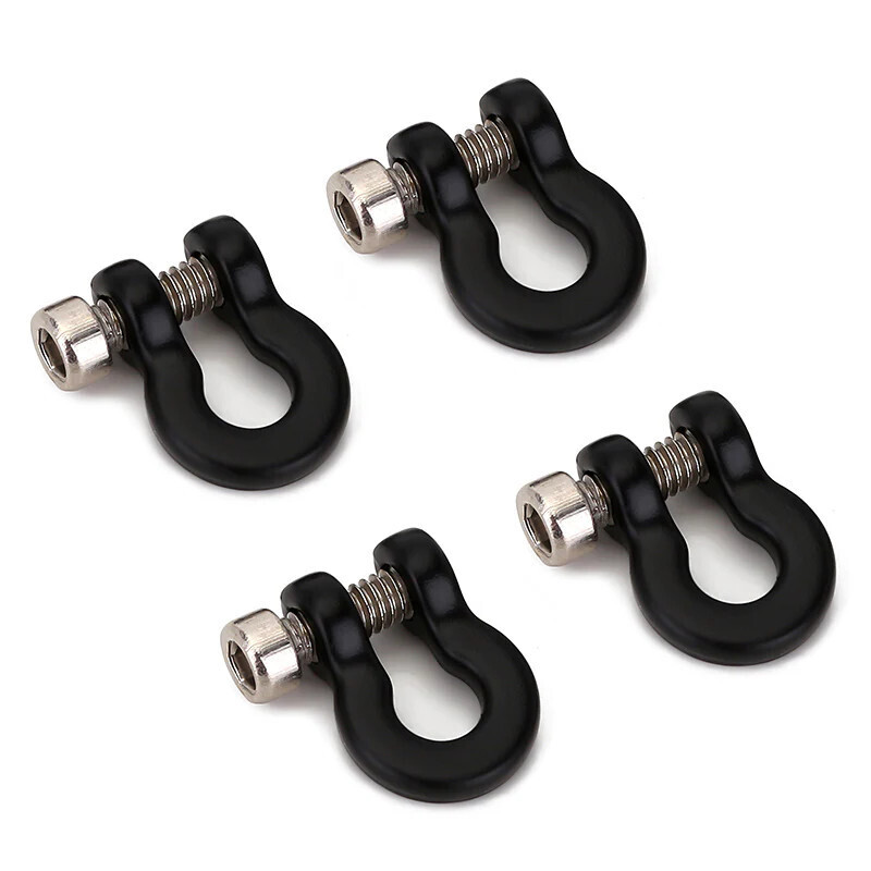 INJORA 4PCS Metal D-Ring Shackles For SCX24 Bumpers Black