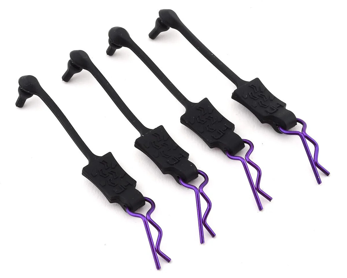 Hot Racing 1/10 Body Clips with Retainers (Purple) (4)