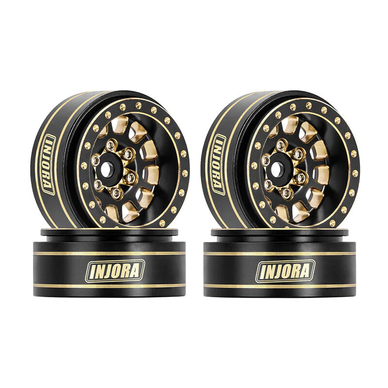INJORA 1.0 Plus 42g/pcs 12-Spoke Brass Beadlock Wheels (4) Gold