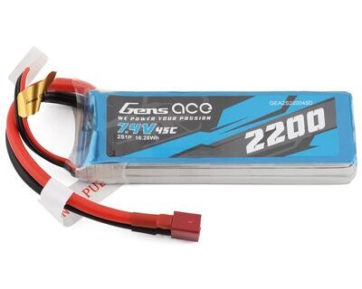 Gens Ace 2s LiPo Battery 45C (7.4V/2200mAh) (T-Plug)