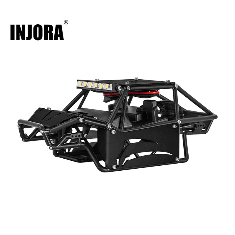 INJORA Rock Buggy Body With Metal Panels For SCX24 C10 JLU Bronco (BLK)