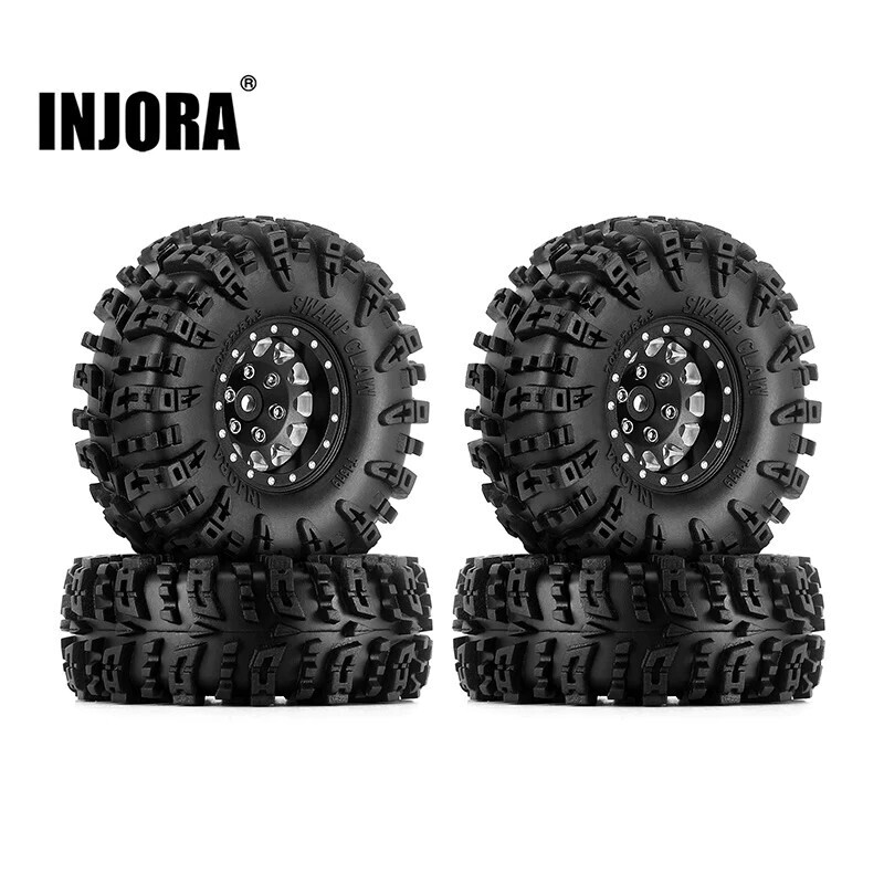 INJORA 1.3" 70*27mm Aluminum Wheels With Swamp Claw Tires