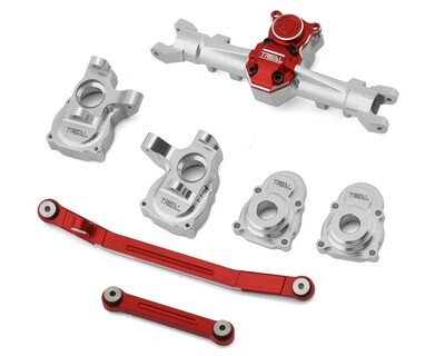 Treal Hobby Axial SCX24 Front Portal Axle Kit (Silver/Red)