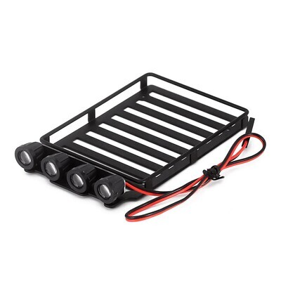 INJORA Roof Rack Luggage Carrier With Spotlights For 1/24 Axial SCX24 Jeep Wrangler JLU