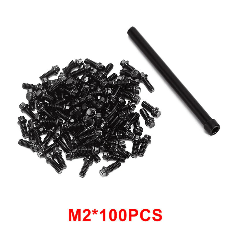 INJORA M2 100pcs Black Steel Screws Bolts For INJORA 1.9" 2.2" Beadlock Wheels
