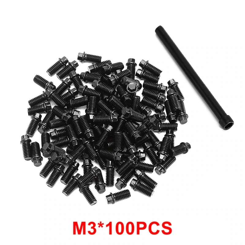 INJORA M3 100pcs Black Steel Screws Bolts For INJORA 1.9" 2.2" Beadlock Wheels