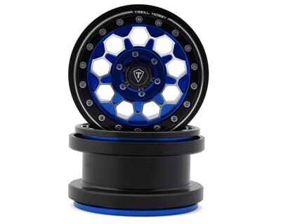 Treal Hobby Type B 2.9&quot; 10-Hole Honeycomb Beadlock Wheels (Blue) (2) (237g) (for SCX6)