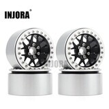 INJORA 4PCS 2.2&quot; Aluminum Beadlock Wheel Rims For 1/10 RC Crawler (Silver/Black)