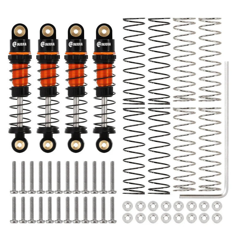 INJORA 39mm Threaded Oil Filled Shocks for SCX24 (Orange)