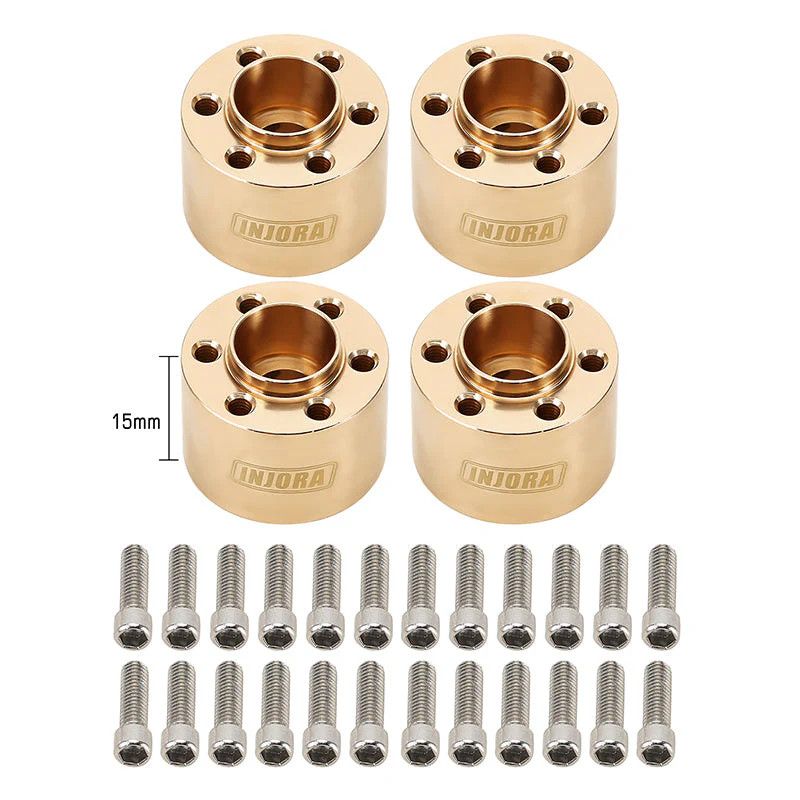 INJORA Heavy Brass Wheel Hex Hub Extenders For 1.9 2.2 Beadlock Wheels - 15mm